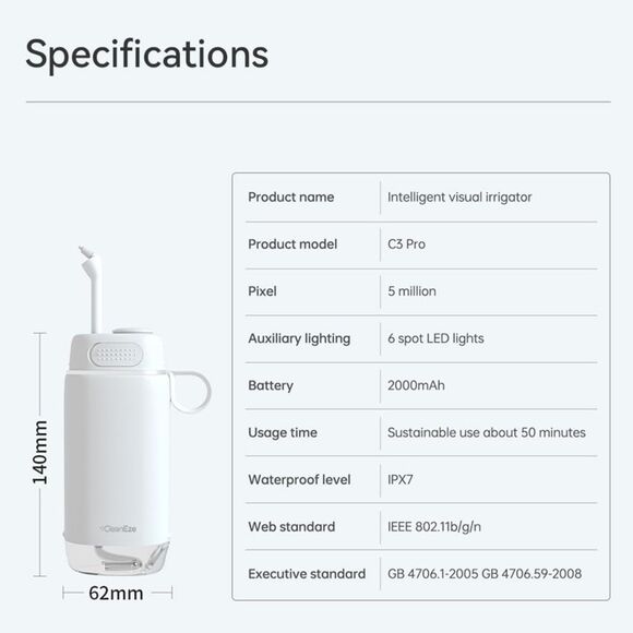 CleanEze Visual Water Flosser Mini Cordless HD Images & Video - Picture 3 of 12